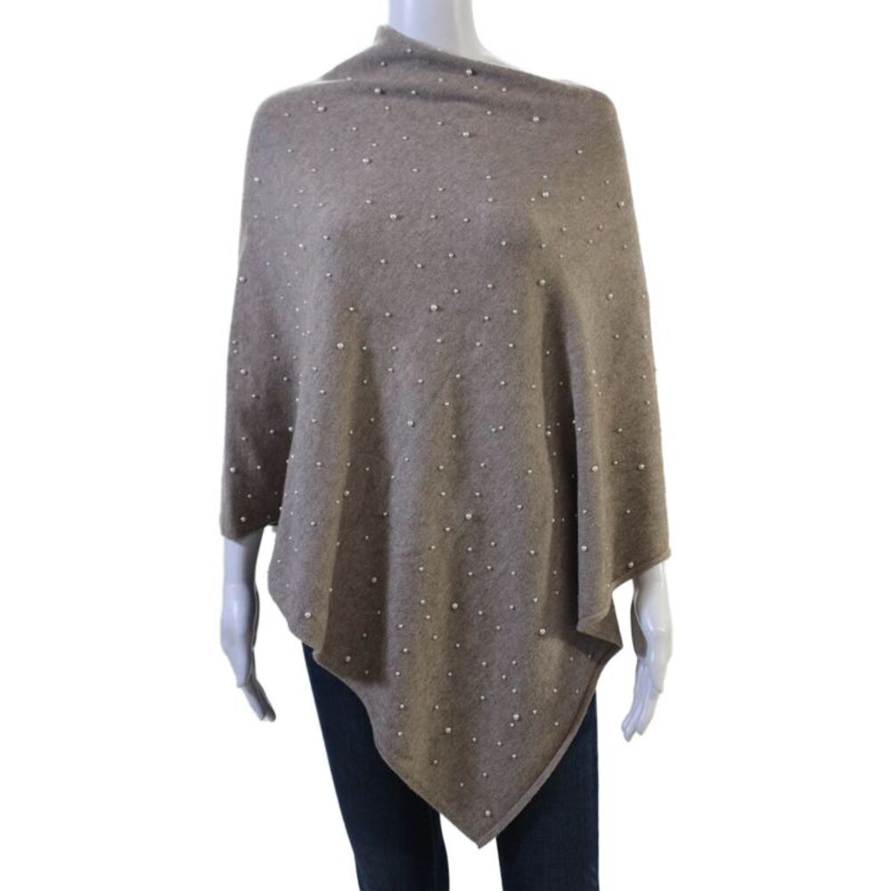 La Fiorentina Womens Knit Beaded Scarf Brown Size 25X25"